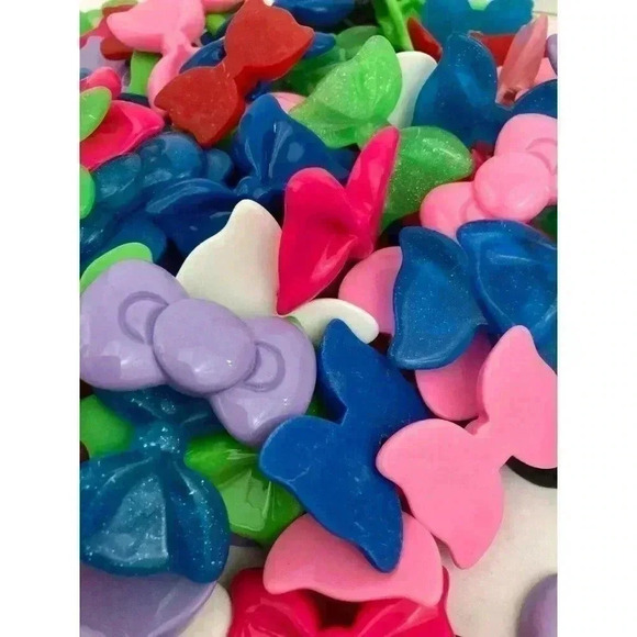30 pc Resin Large Bows 2" Glitter Kawaii Resin Flatbacks Craft Supplies Assorted - Picture 8 of 9